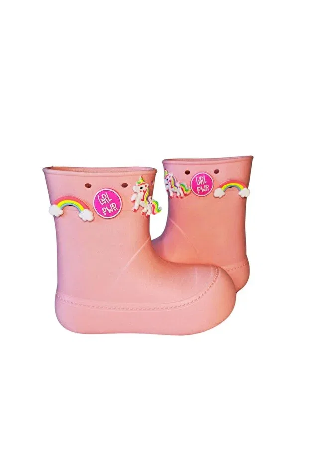 Детские дождевые сапоги для девочек с принтом Rain Boots and XO Socks Set Casabony, Powder Pink — фото 4