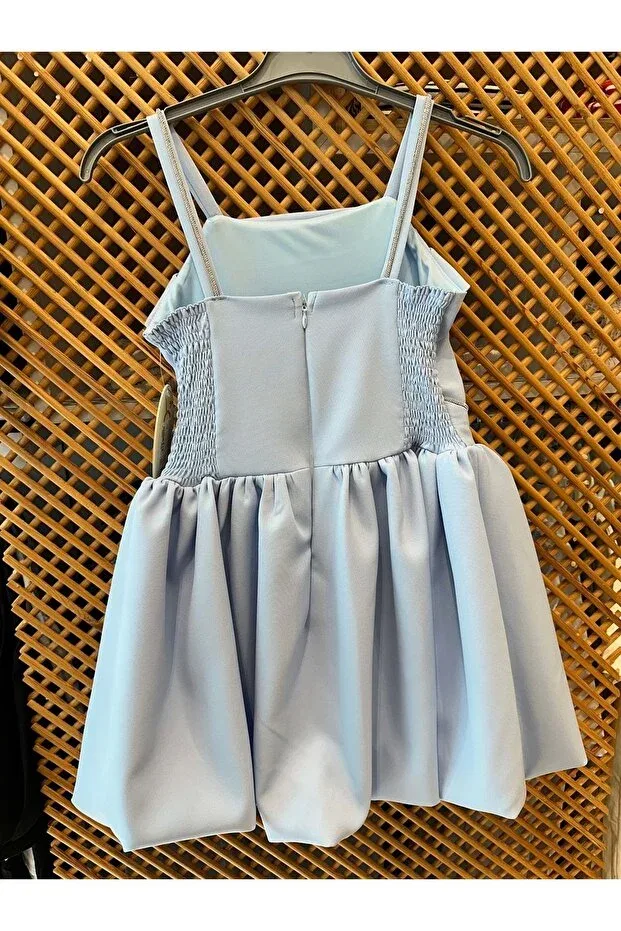 Детское платье для девочек из крепа с баской Pd Kids, Blue — фото 4