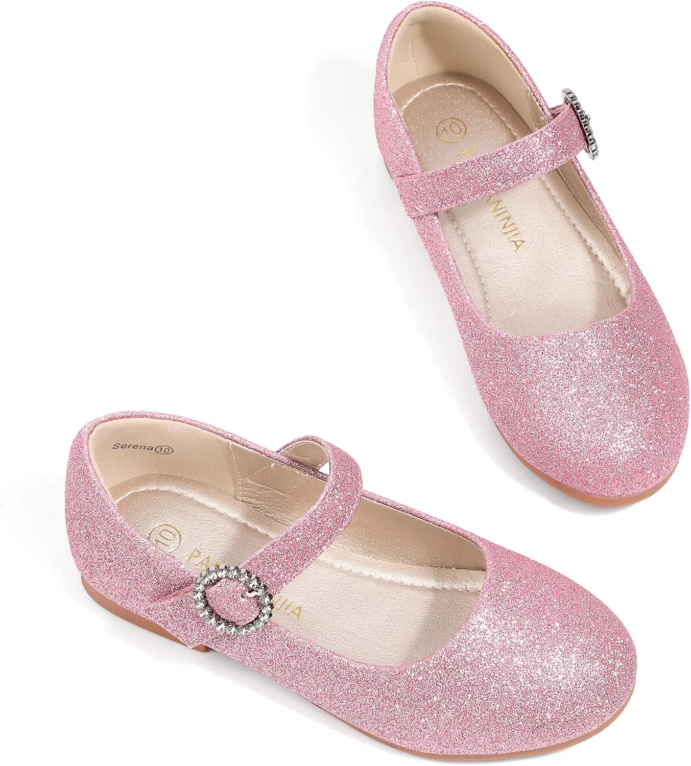Детские туфли для девочек со стразами Mary Jane PANDANINJIA, Pink Glitte — фото 4