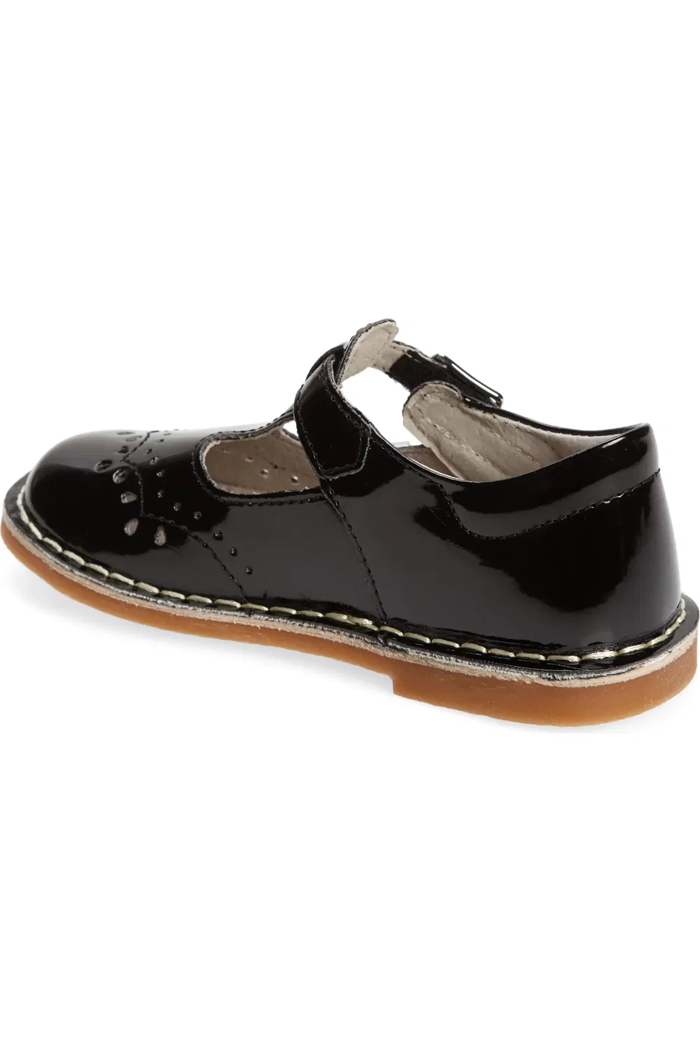 Туфли детские с брогированием Ruthie T Strap Mary Jane L'AMOUR, Patent Black — фото 2