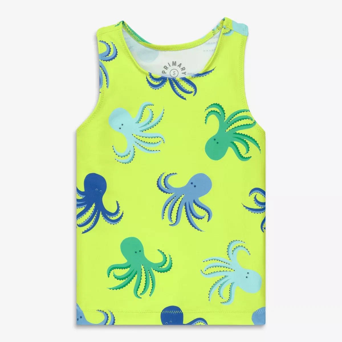 Детский рашгард без рукавов модели Octopus Pals Primary, Lime Octopus