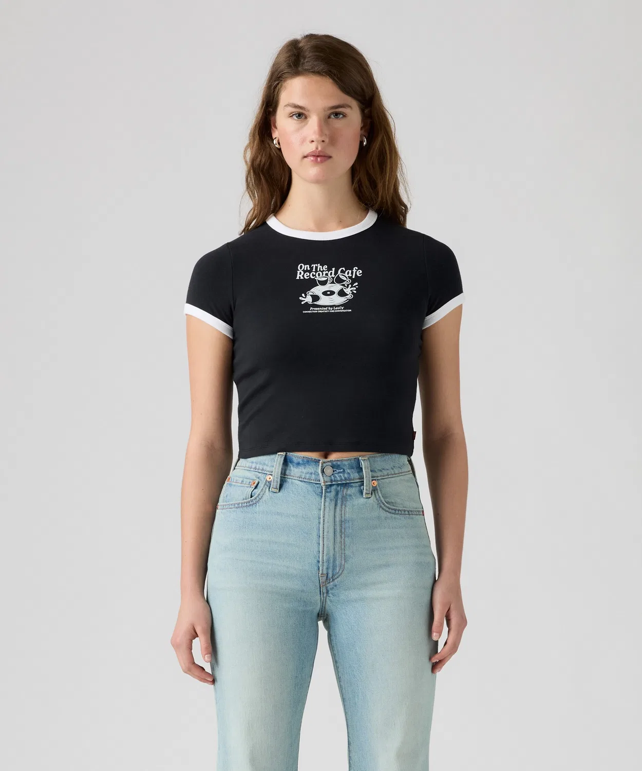 Женская футболка с коротким рукавом и принтом Graphic Essential Baby Ringer T-Shirt Levi's, Black — фото 2