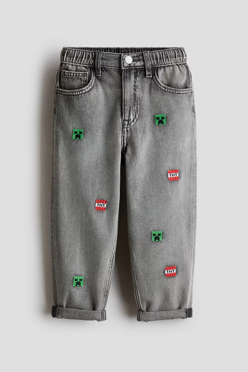 Джинсы с принтом, стандартного кроя H&M, Denimgrau/Minecraft