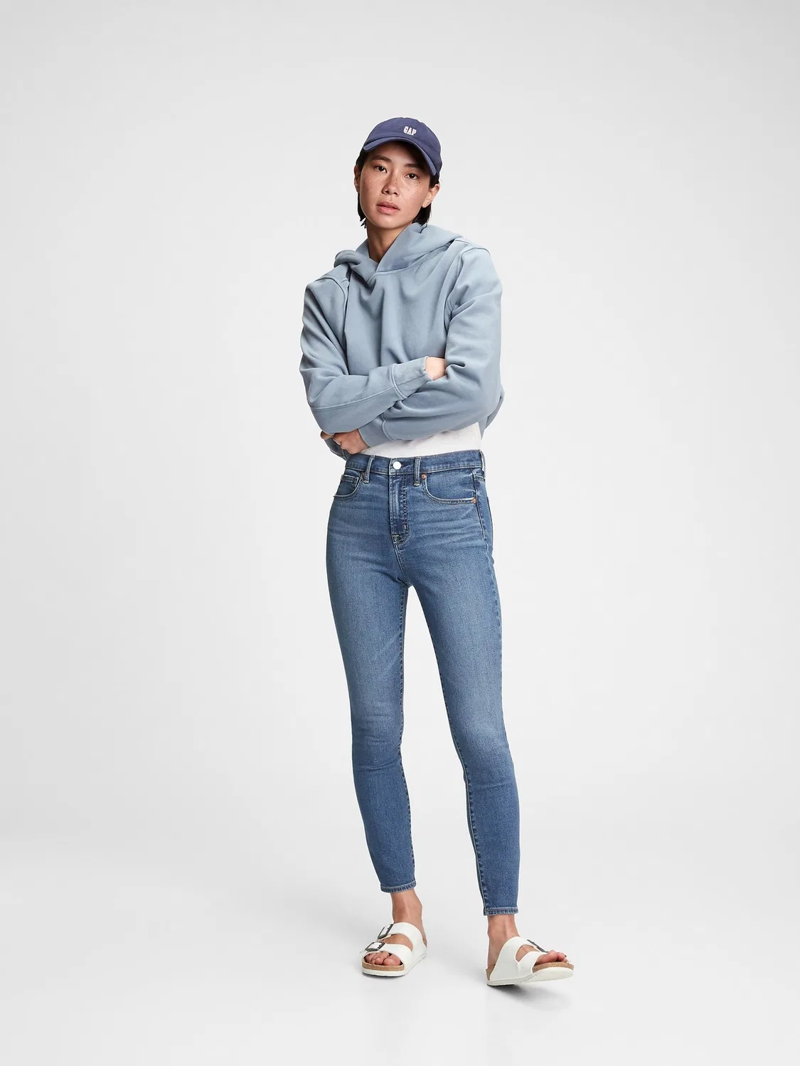 Джинсы скинни с высокой посадкой, True Skinny Gap, средний индиго