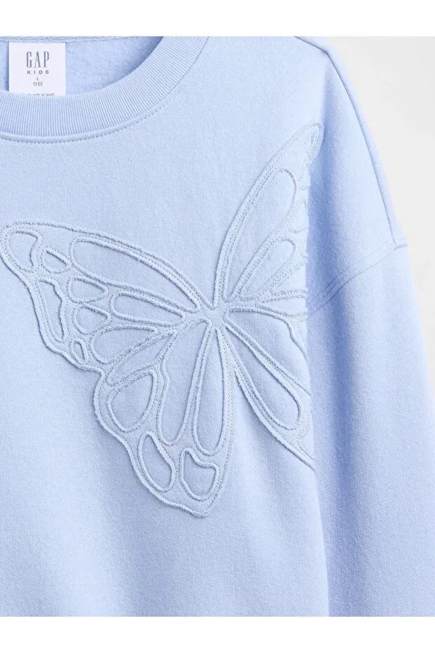 Детские свитшот для девочек оверсайз Baby Blue Oversized Crew Neck Sweatshirt Gap, Baby Blue 001 — фото 2