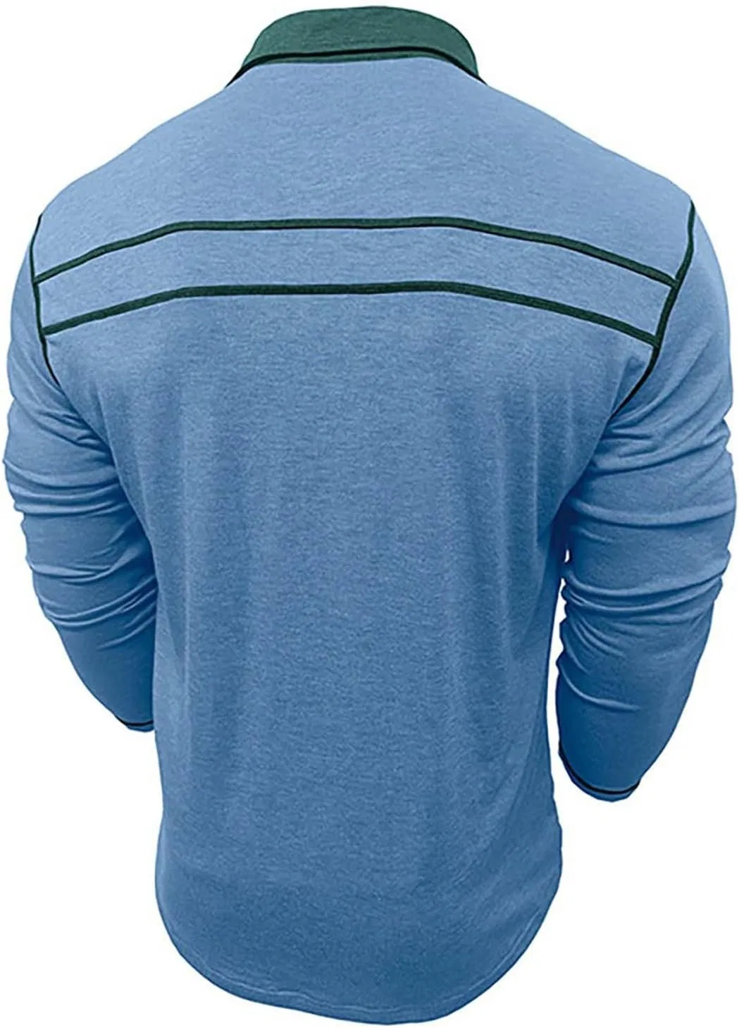 Мужская длинная футболка поло с карманом Light Blue — фото 2