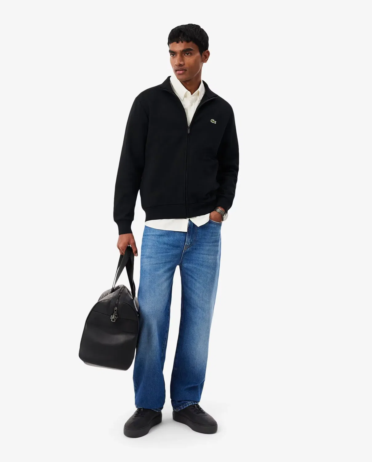 Мужская худи на молнии Lacoste хлопковая, Negro — фото 4