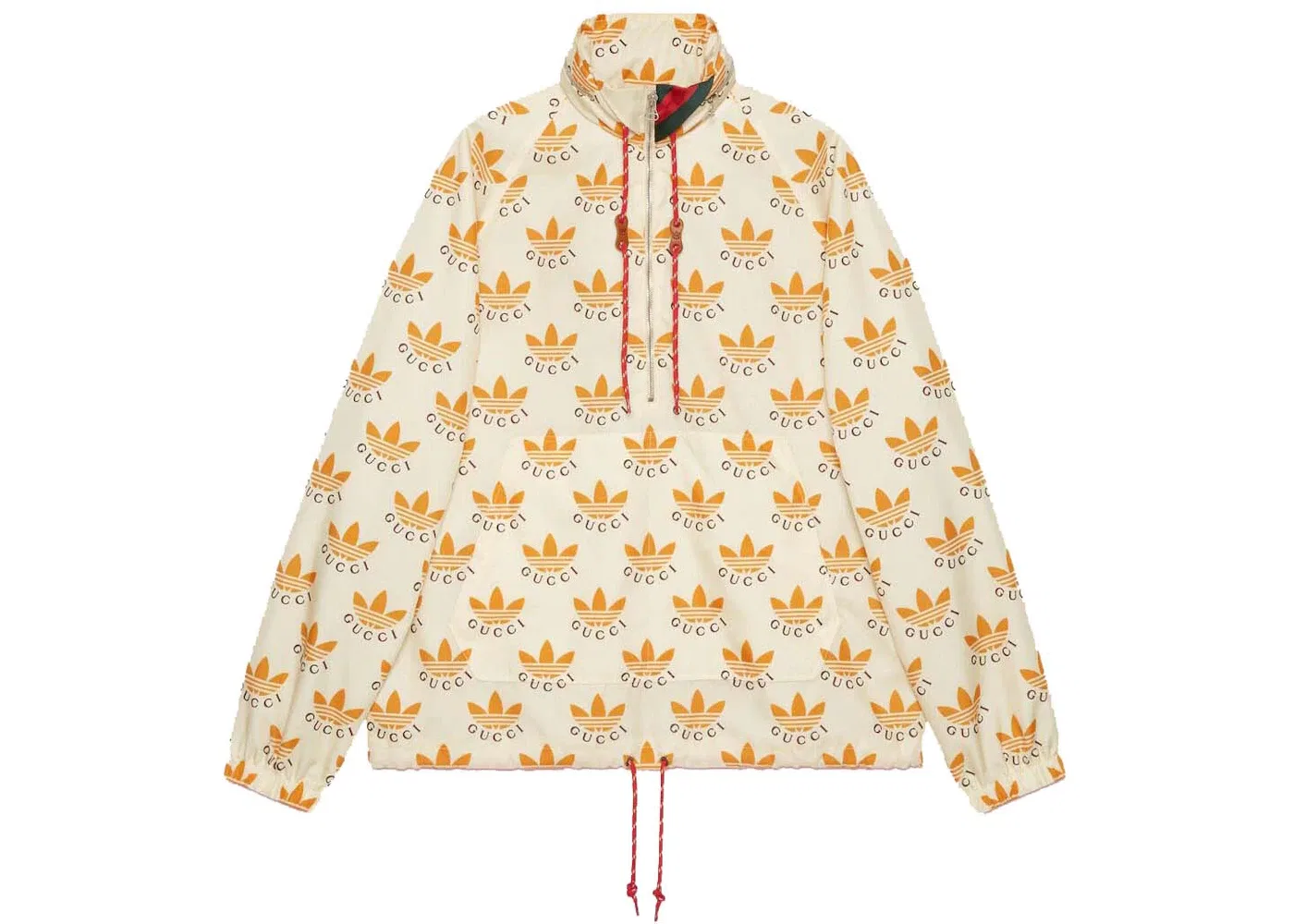 Мужская куртка с принтом Trefoil Gucci x Adidas, Ivory/Brown