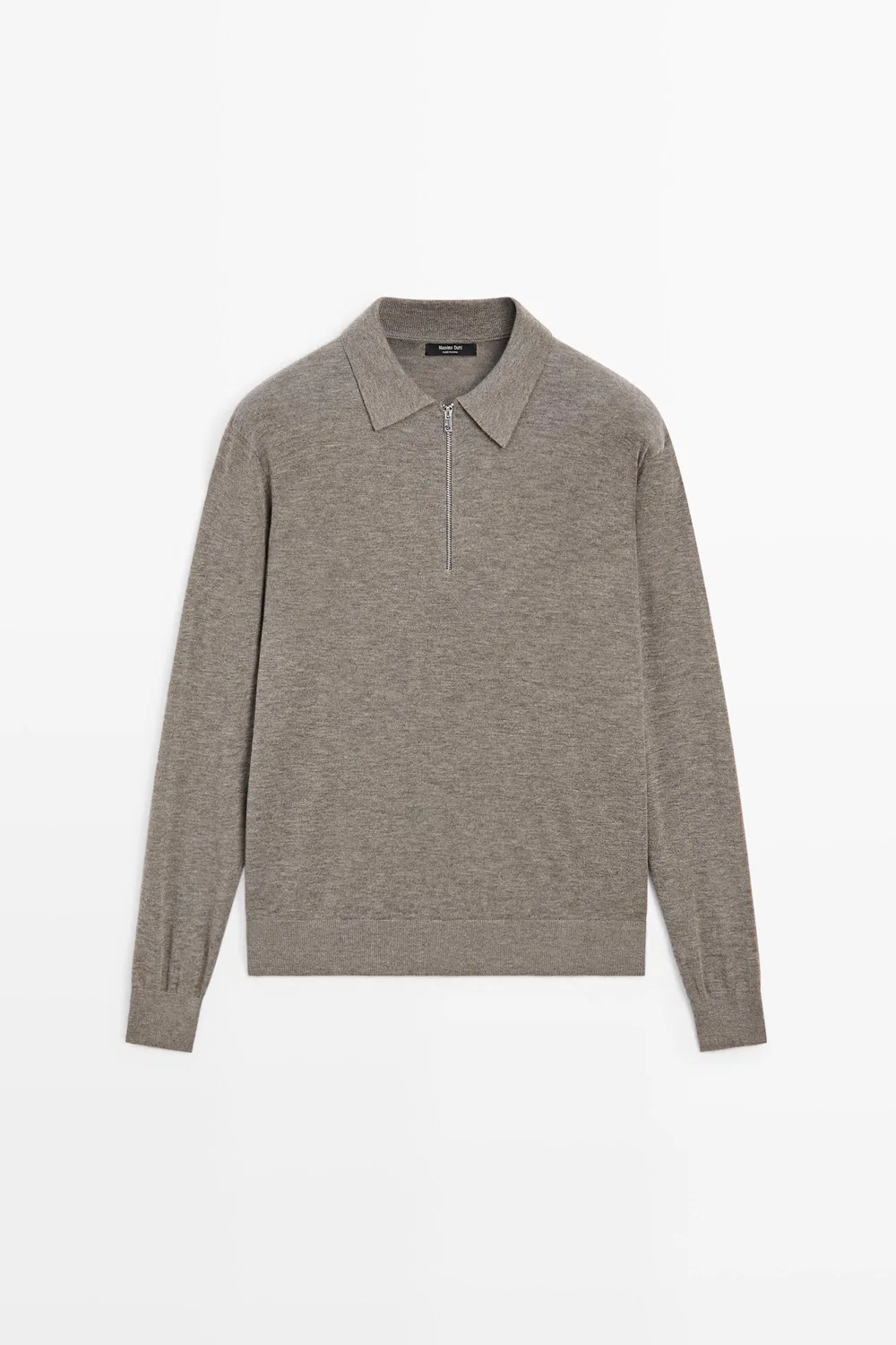 Свитер Massimo Dutti Wool Blend Quarter-Zip Knit, темный хаки — фото 2