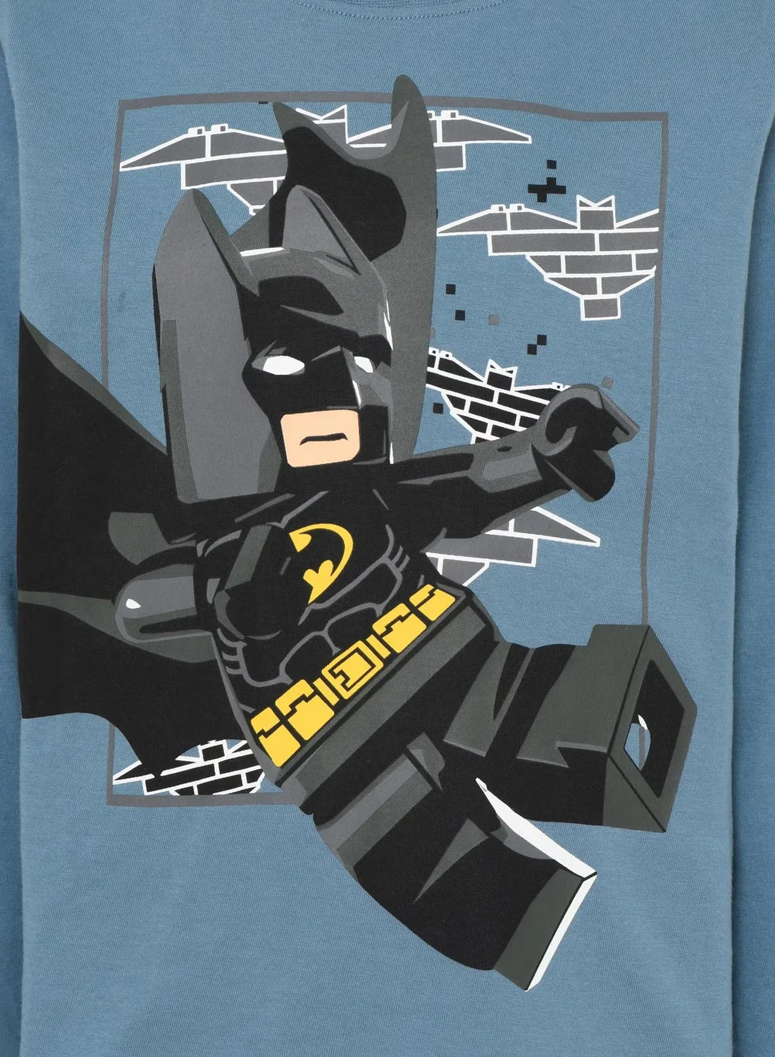 Лонгслив с графическим принтом Batman Lego, пыльно-синий — фото 4