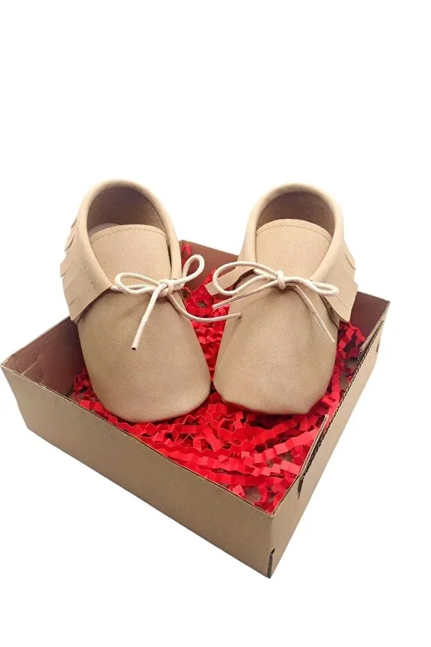 Детские мокасины из замши для новорожденных Minibiri, Milk Coffee
