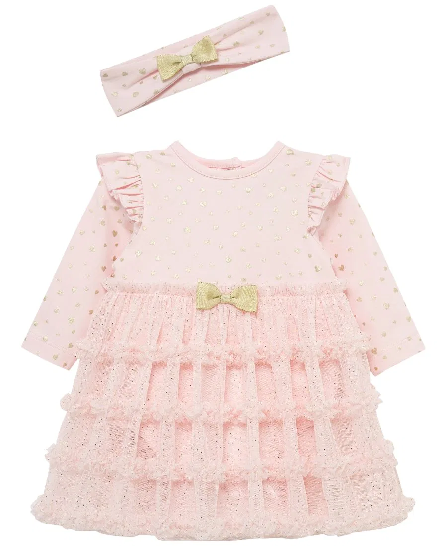 Комплект из платья и повязки на голову с принтом Heart Shine Little Me, Pink