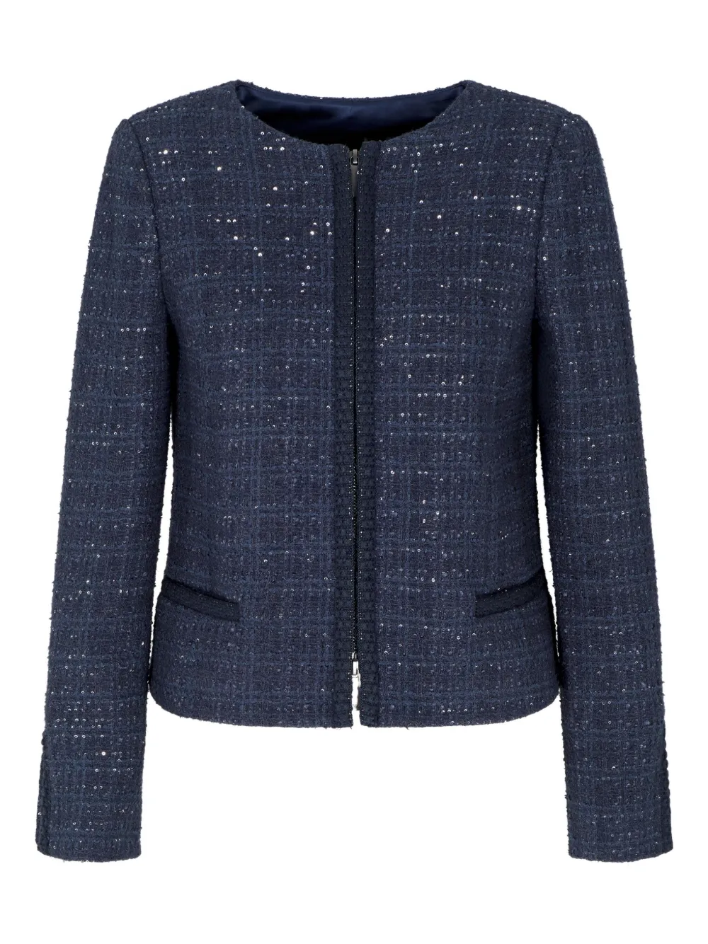 

Твидовый жакет с пайетками EMPORIO ARMANI, синий