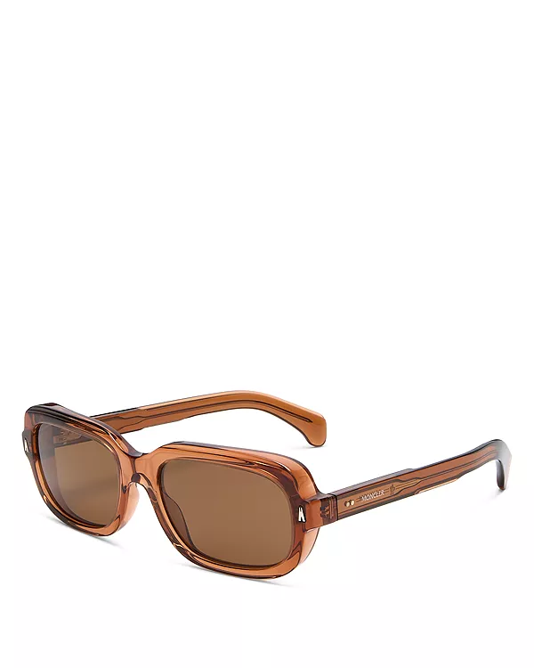 

Солнцезащитные очки прямоугольной формы, 55 мм Moncler, коричневый