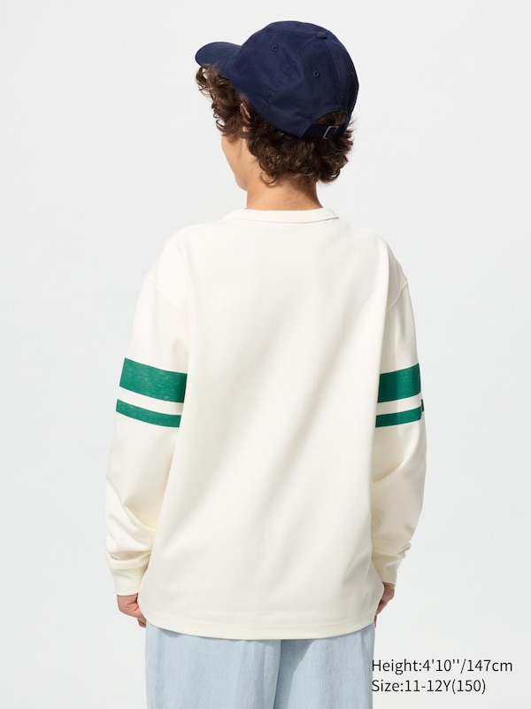 Хлопковая футболка AIRism с графикой, длинный рукав Uniqlo, 01 off white — фото 3