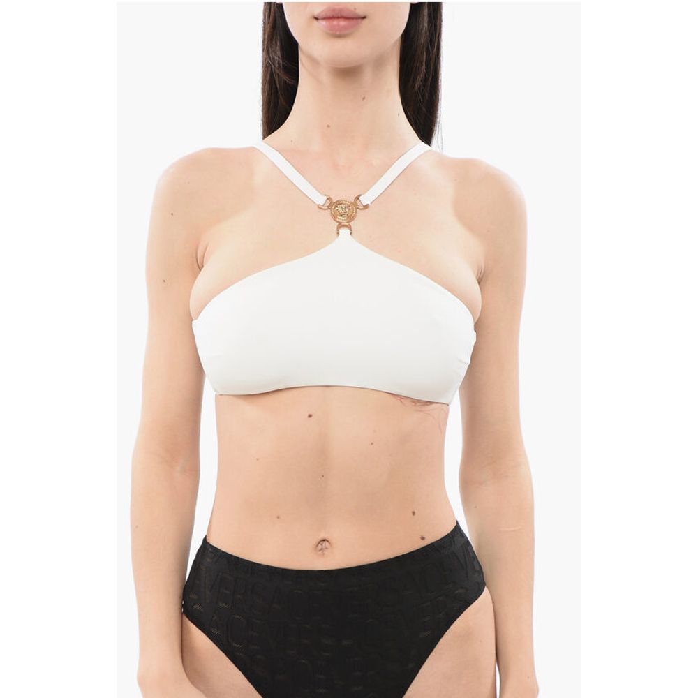 

Верх бикини с перекрещивающимися чашечками и логотипом MEDUSA Versace, White