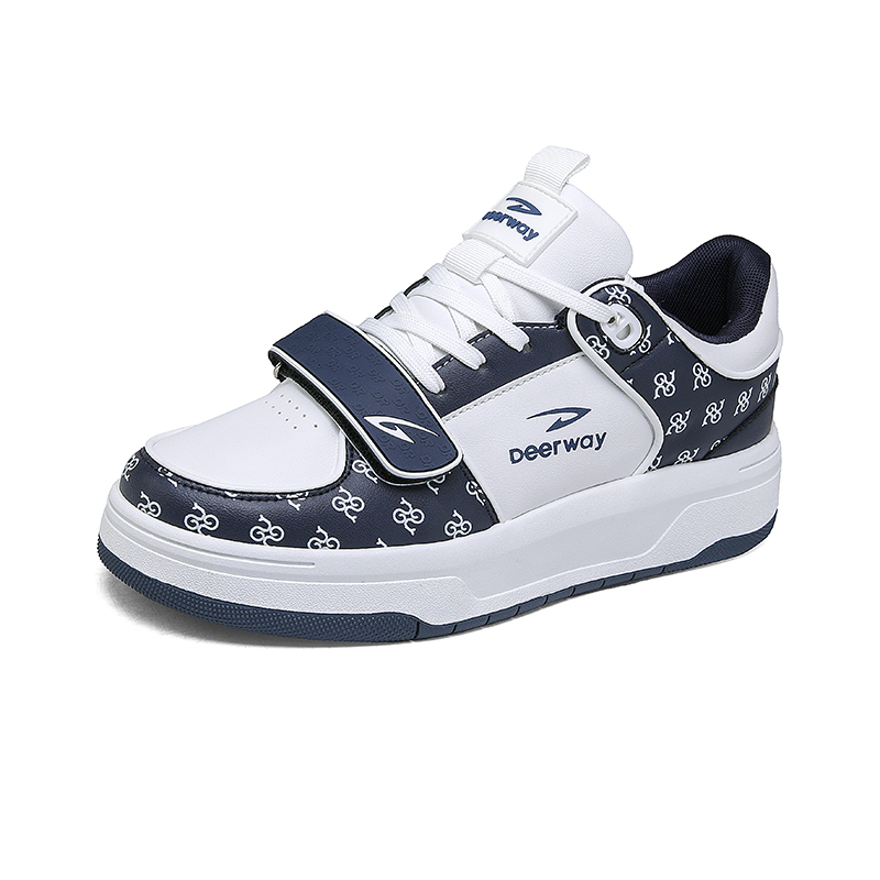 

DEERWAY Антискользящие износостойкие низкие скейтерские кеды мужские бело-синие, цвет White Blue