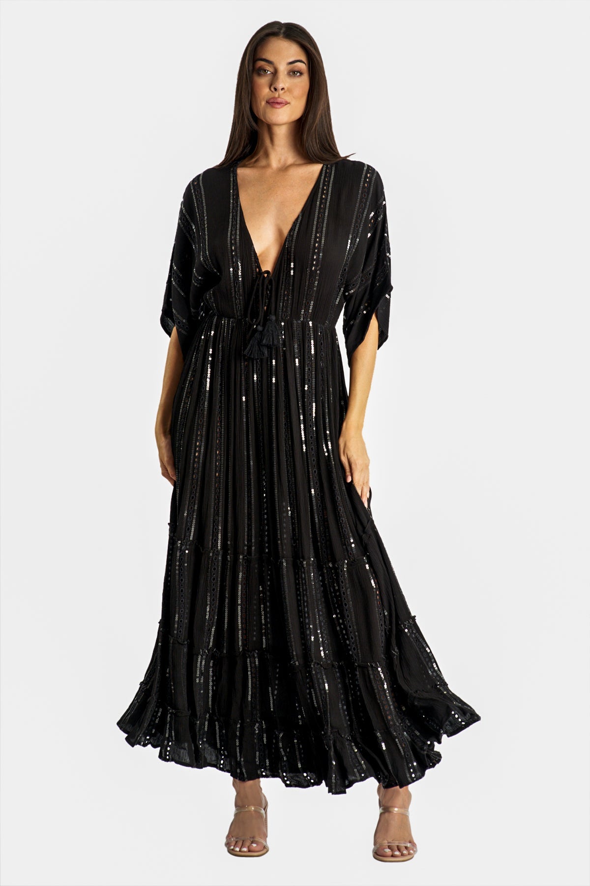 

Черное платье-халат Selvaggio Maxi La Moda Clothing