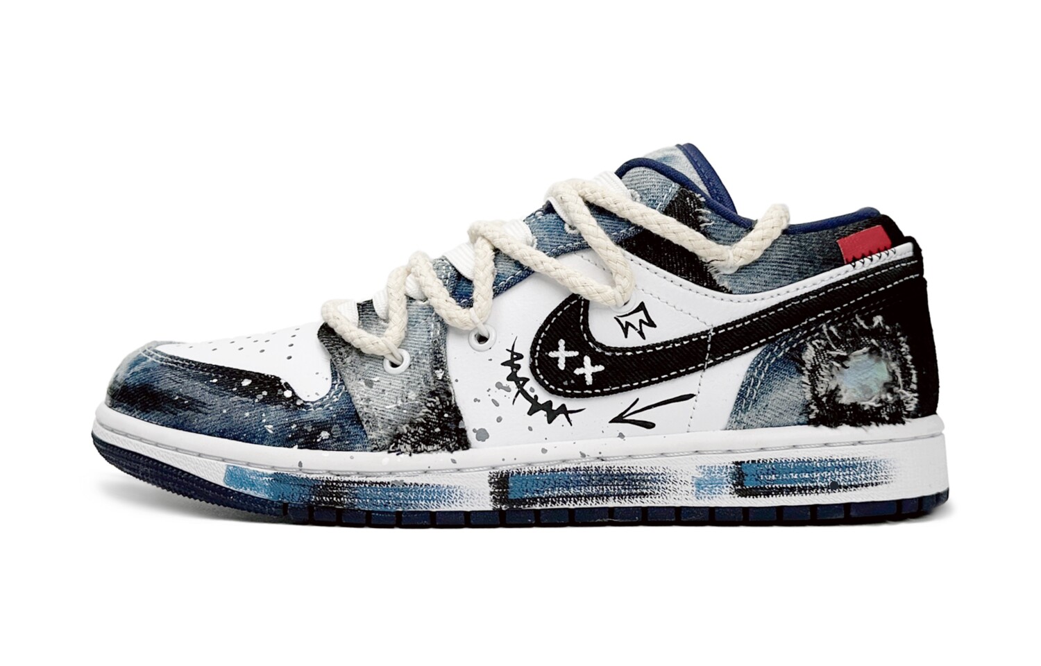 

Кроссовки Air Jordan 1 Vintage Basketball Shoes Men Low-top Black, синий/черный