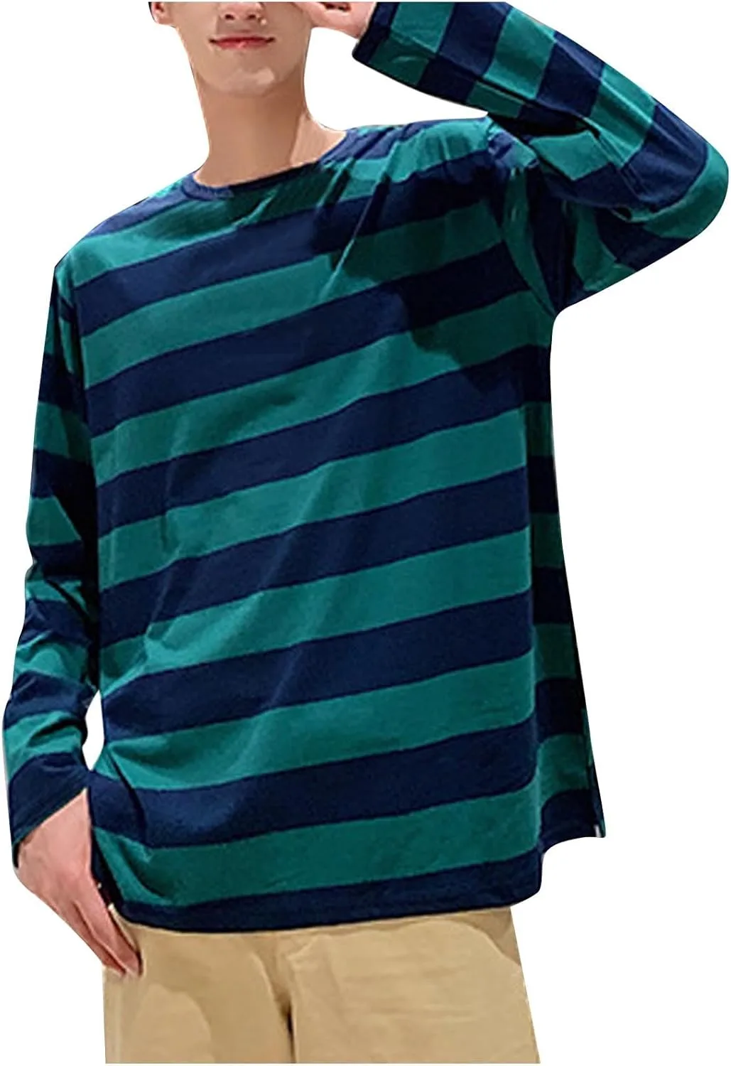 

Мужская футболка с длинным рукавом и полоской, Oversize