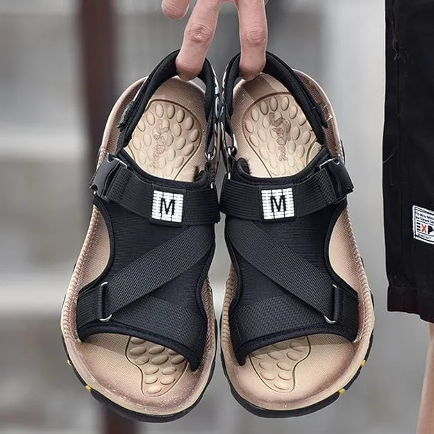 Летние уличные сандалии Asifn Men Fashion с лентами, спортивные походные удобные тапочки, водонепроницаемые, прохладные, дышащие, песочные обувь, черный — фото 2