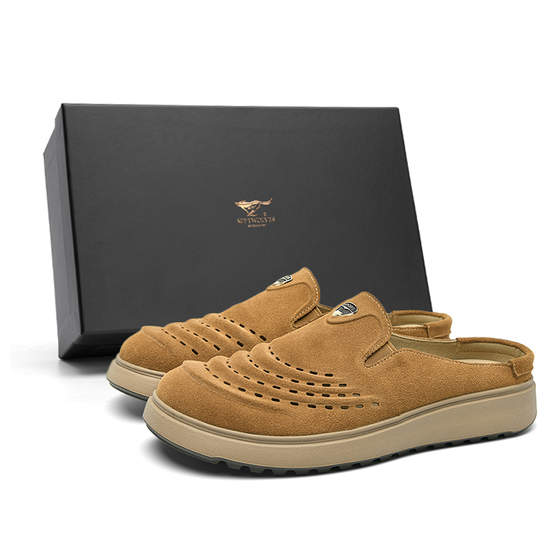SEPTWOLVES Закрытые тапочки мужские абрикос, цвет Apricot (Standard Leather Shoe Size) — фото 3
