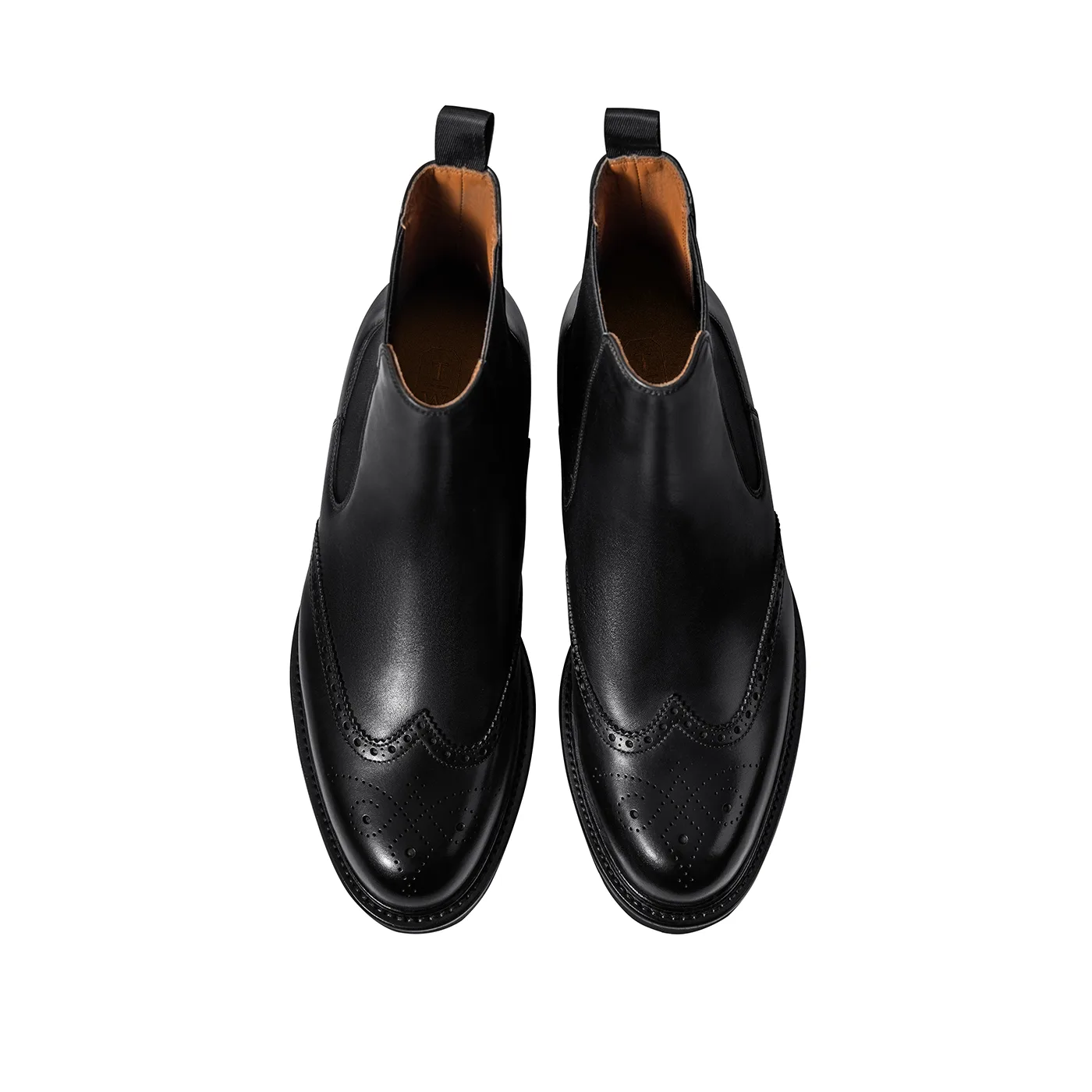 THOM WILLS Кожаные челси-ботинки brogue с вышивкой, черные — фото 4