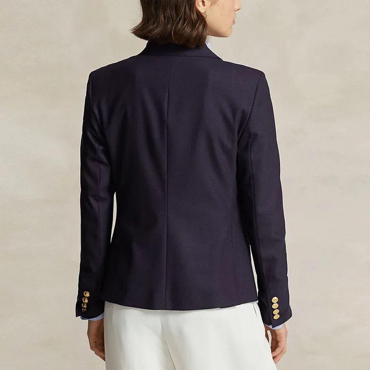 Двубортный блейзер с вышивкой crest Polo Ralph Lauren, морской синий — фото 4