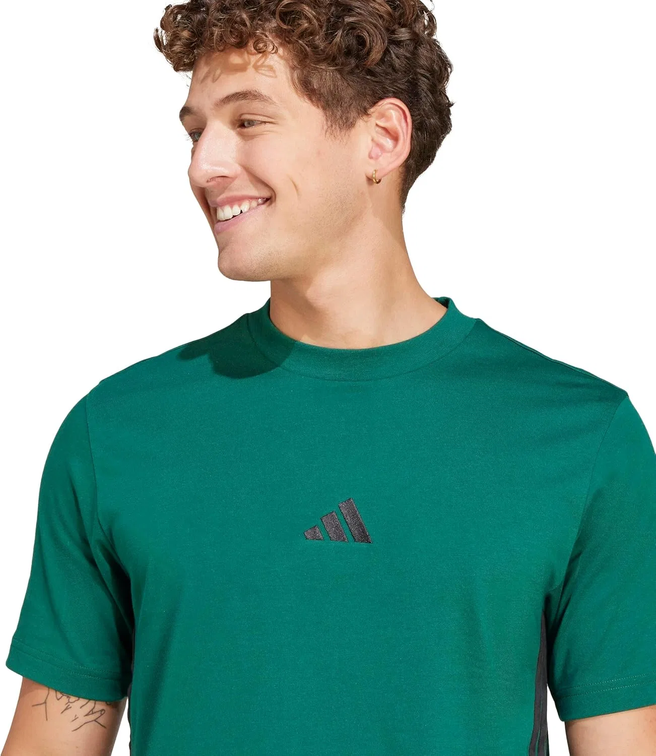Футболка с тремя полосками adidas, мужская, Collegiate Green/Black — фото 3