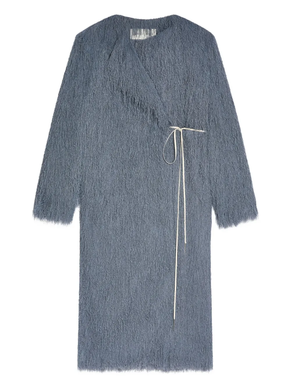 

Пальто с запахом и бахромой Dries Van Noten, серый