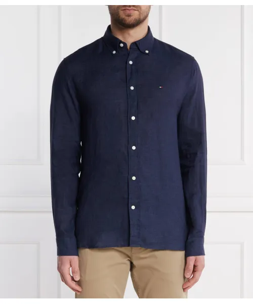 

Рубашка из льна, окрашенная пигментом Regular fit Tommy Hilfiger, синий