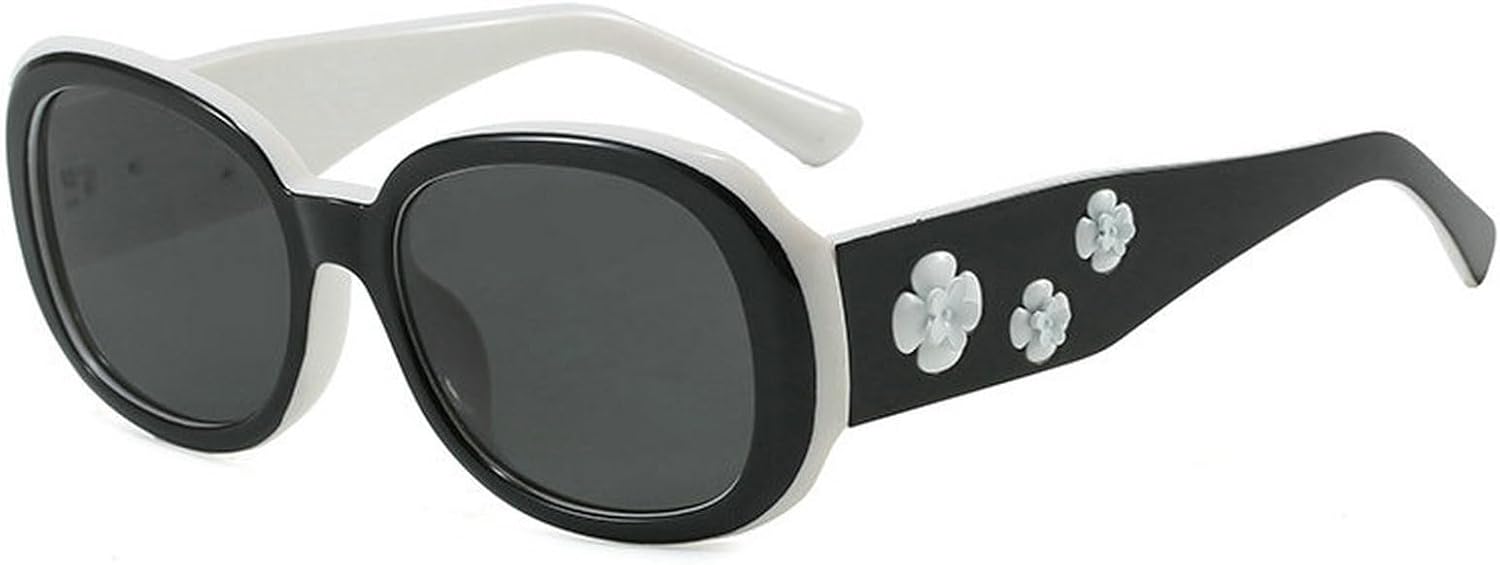 

Солнцезащитные очки COTIA большого овального размера для женщин и мужчин, модные, с цветочным декором, классические, стильные, для путешествий и активного отдыха, Black White/White