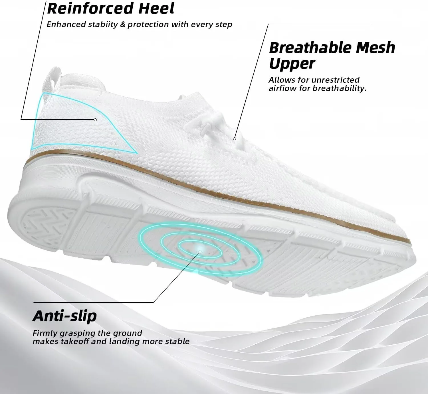 

Мужские слипоны-лоферы Удобные ботинки для прогулок Повседневные кроссовки из сетки Бизнес-оксфорды Легкая рабочая обувь с мягкой подошвой Vooncosir, белый