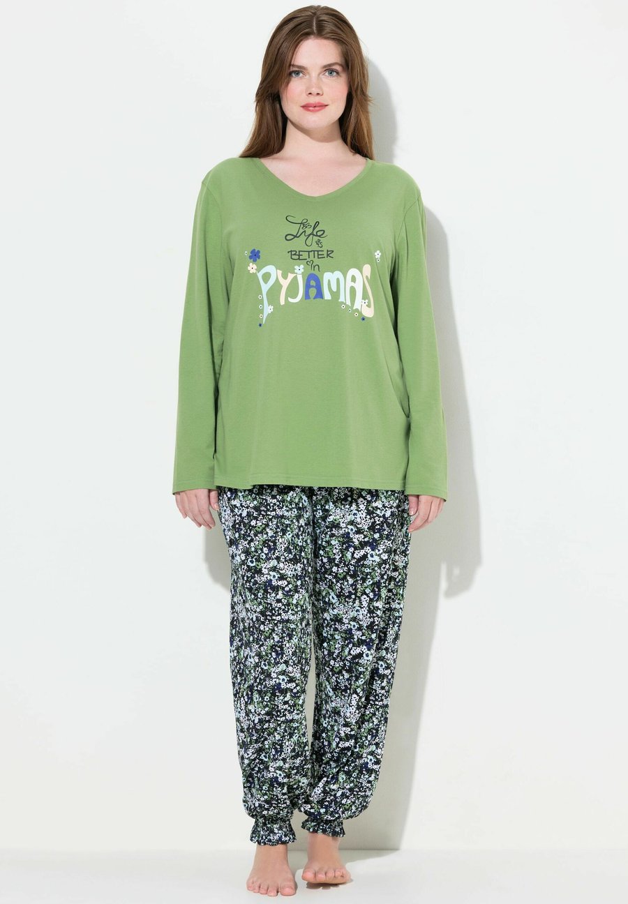 

Пижамный комплект Ulla Popken FLORAL LETTERING SET, Moss Green/Green