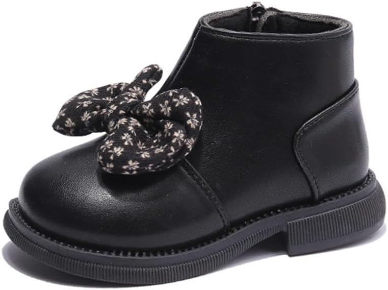 

Детские короткие ботильоны для девочек из искусственной кожи с бантом и боковой молнией для малышей/маленьких детей JGKDTX, Black