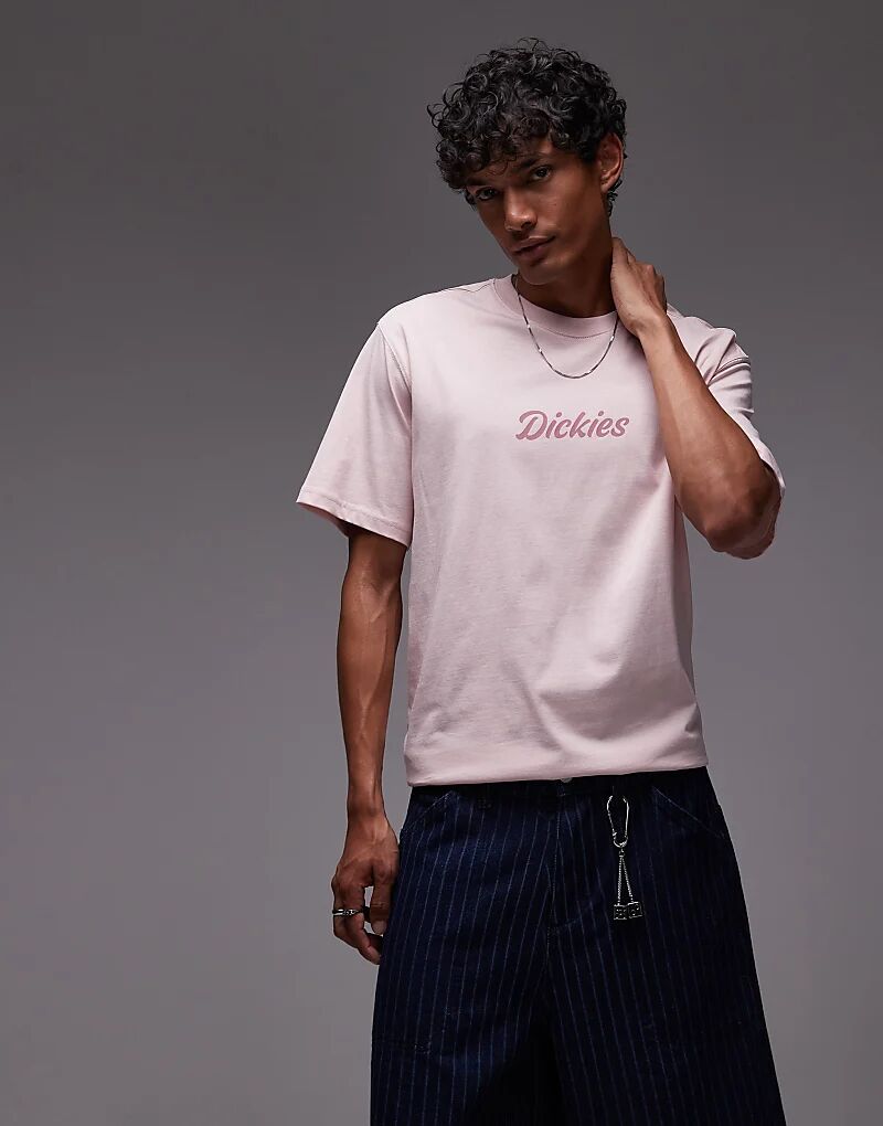 

Футболка с центральным логотипом Dickies Curves, светло-розовая, эксклюзивно для ASOS