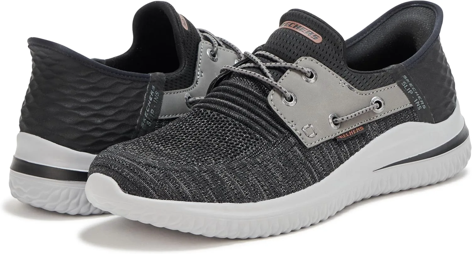 Мужские кроссовки Skechers Streetwear Delson 3.0 - Roth с низким профилем и шнурками-бинджи, черный/серый — фото 3
