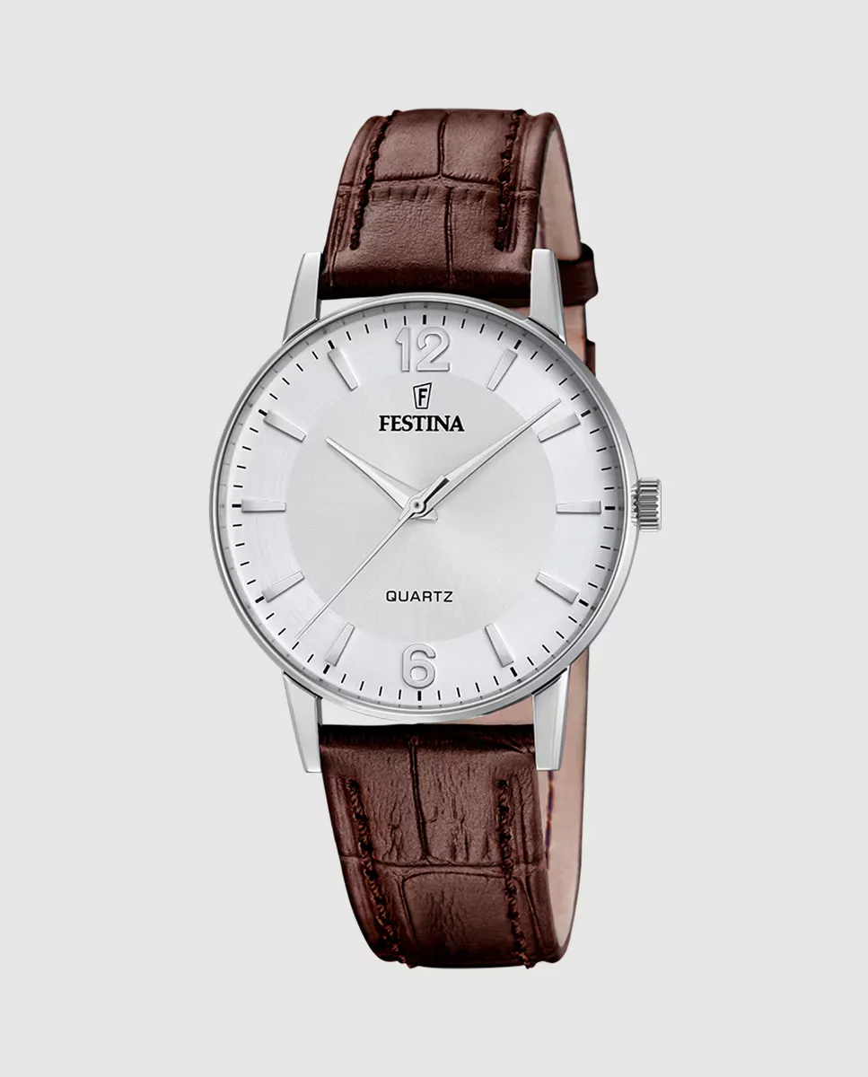 

F20690/2 Классические коричневые кожаные мужские часы Festina, коричневый