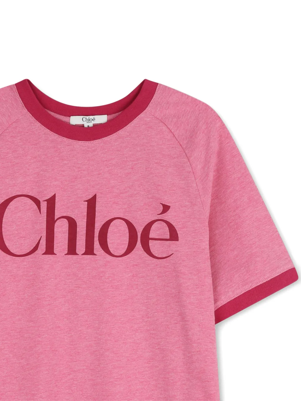 Платье с короткими рукавами и логотипом Chloé Kids, розовый — фото 3