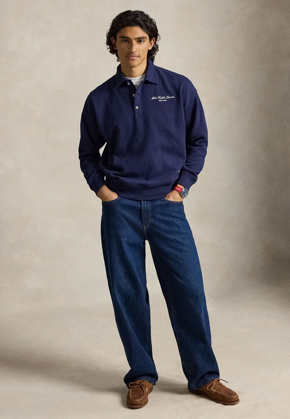 Толстовка свободного кроя с воротником и логотипом - толстовка Polo Ralph Lauren, Newport Navy — фото 2