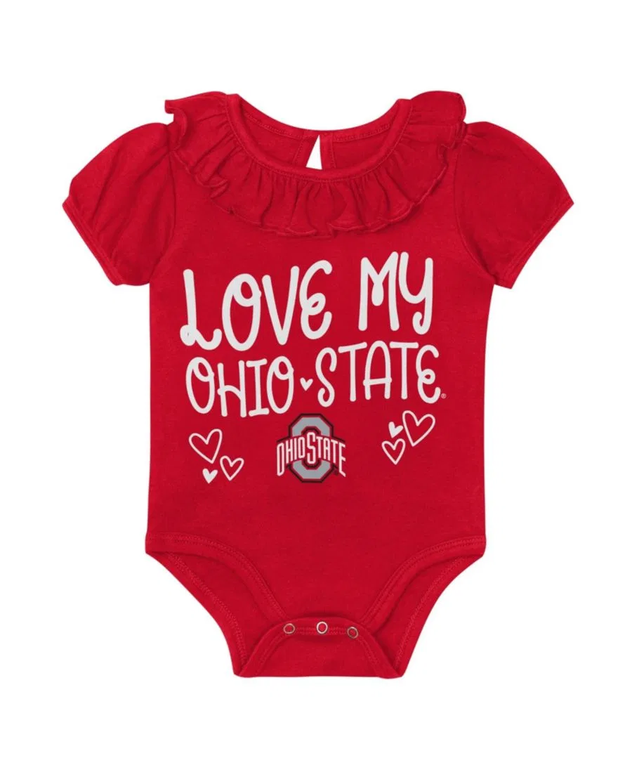 Комплект боди для малышей с рюшами, с принтом, Ohio State Buckeyes Outerstuff, Scarlet, Gray — фото 4
