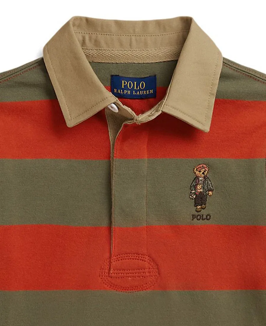 Рубашка-поло с длинным рукавом Polo Bear Ralph Lauren, Varsity Orange Multi — фото 3