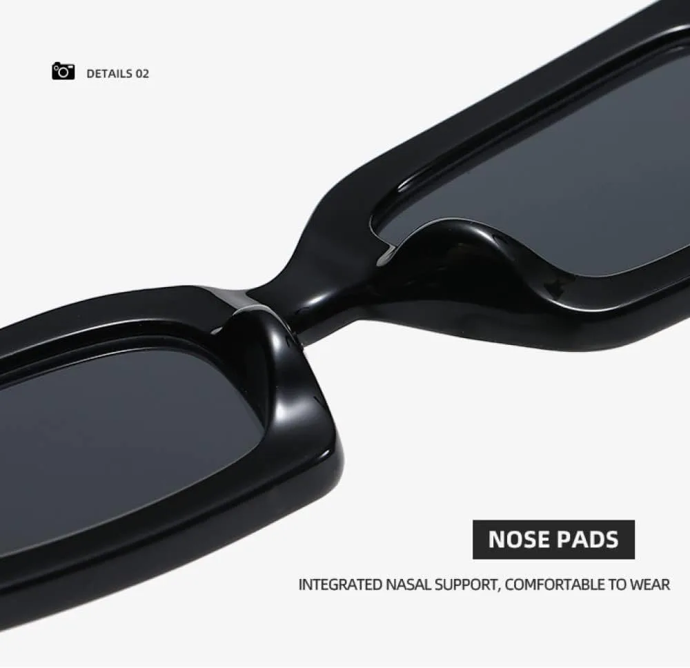 

Маленькие прямоугольные солнцезащитные очки для мужчин и женщин, квадратные солнцезащитные очки класса люкс для путешествий, винтажные, ретро, ​​UV400 LVTFCO, Black