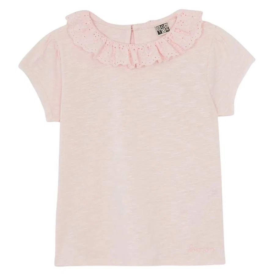 Футболка детская с воланами Tiris Ruffled Collar Bonton, Rose Parfait