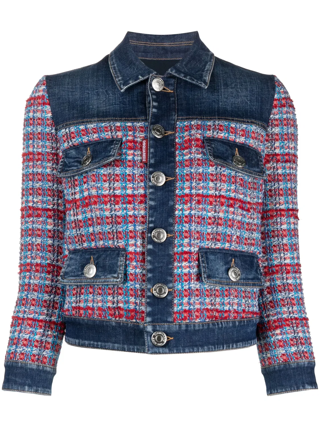 Денимовая Куртка С Пэчворком DSQUARED2, голубой