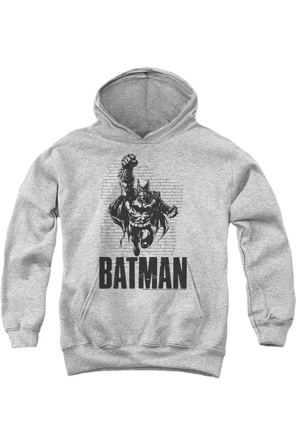 Детское худи с капюшоном с принтом Batman Attack Gildan, Athletic Heather