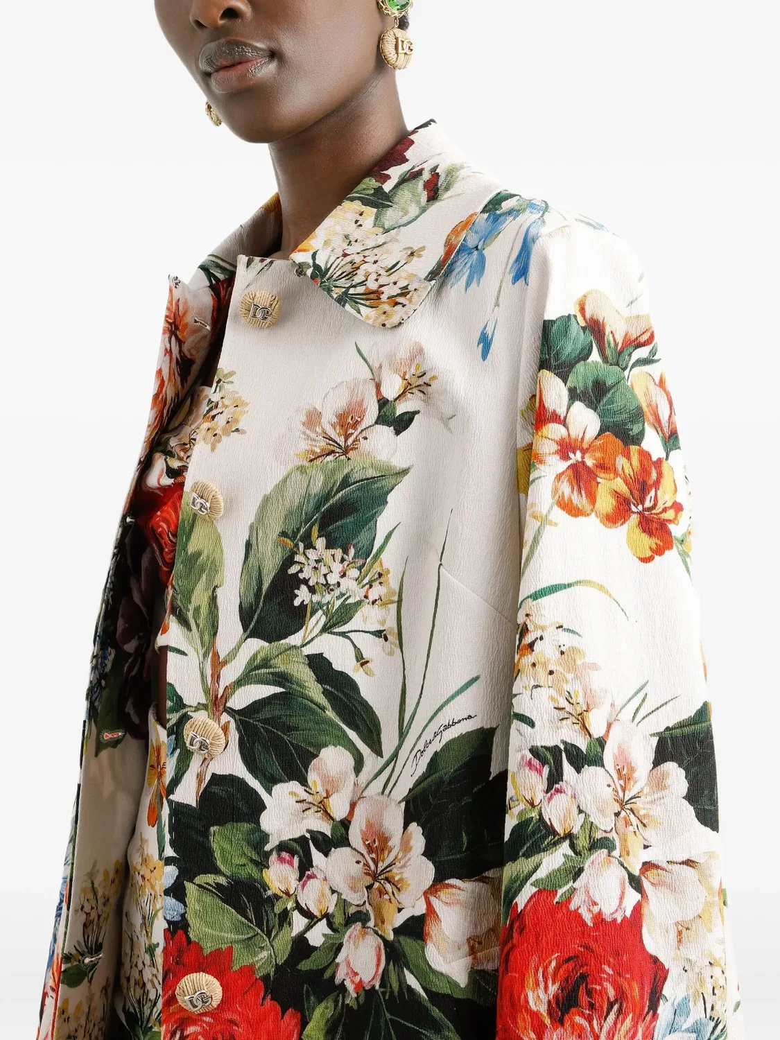 Пальто с цветочным принтом, белое Dolce & Gabbana, белый — фото 2