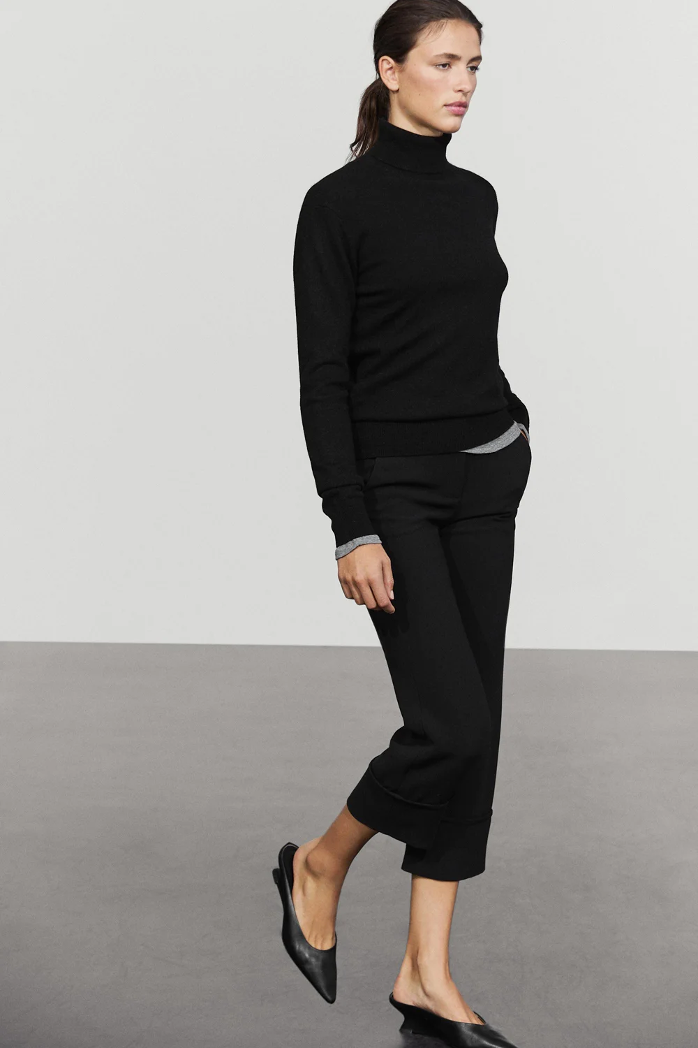Свитер-водолазка Massimo Dutti Wool Blend Knit, черный — фото 3