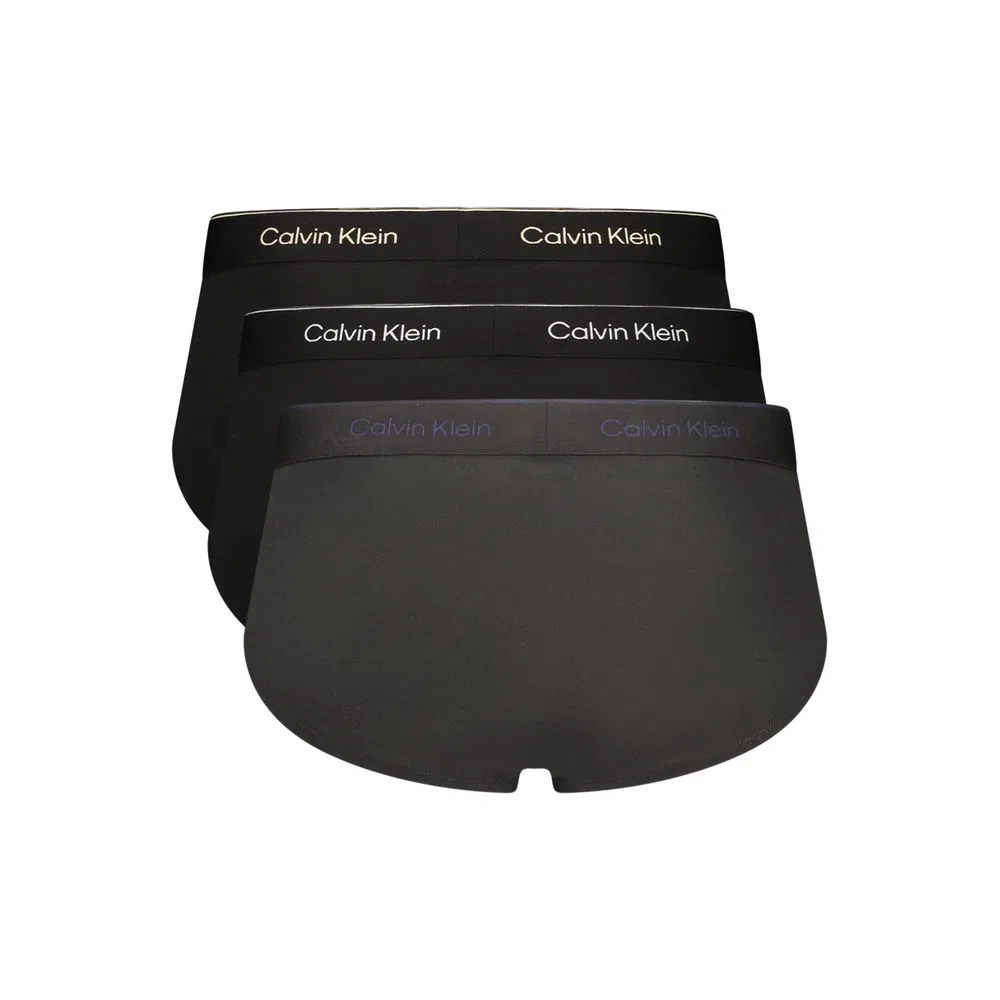 Мужские трусы-слипы с эластичным поясом, модель Tri-Pack, Calvin Klein, Black — фото 2