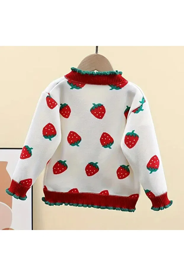 Детский кардиган для девочек с принтом Strawberry Darko, White — фото 2